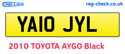 YA10JYL are the vehicle registration plates.