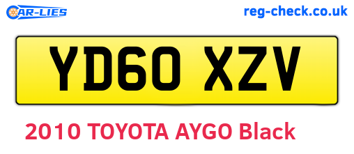 YD60XZV are the vehicle registration plates.