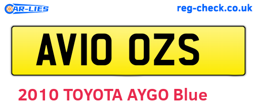 AV10OZS are the vehicle registration plates.