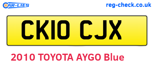 CK10CJX are the vehicle registration plates.