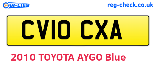 CV10CXA are the vehicle registration plates.