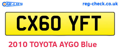CX60YFT are the vehicle registration plates.