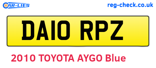 DA10RPZ are the vehicle registration plates.