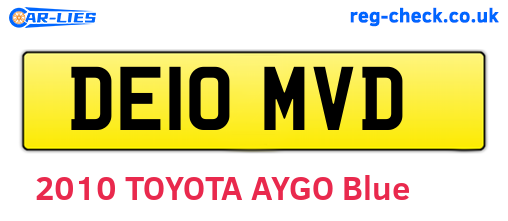 DE10MVD are the vehicle registration plates.