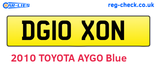 DG10XON are the vehicle registration plates.