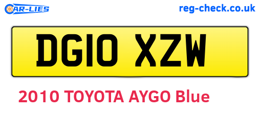 DG10XZW are the vehicle registration plates.