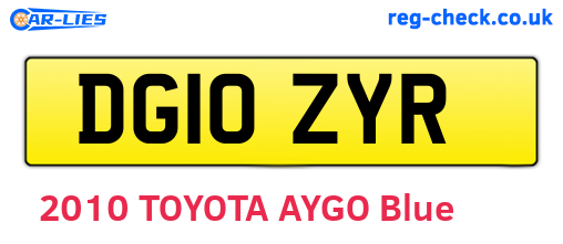DG10ZYR are the vehicle registration plates.