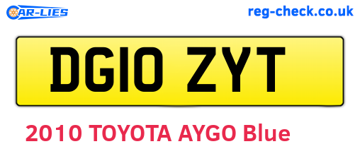 DG10ZYT are the vehicle registration plates.