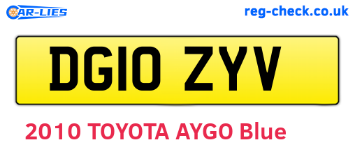 DG10ZYV are the vehicle registration plates.