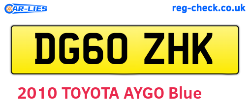 DG60ZHK are the vehicle registration plates.