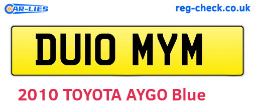 DU10MYM are the vehicle registration plates.