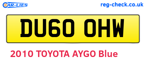 DU60OHW are the vehicle registration plates.