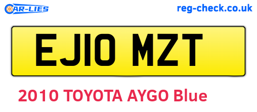 EJ10MZT are the vehicle registration plates.