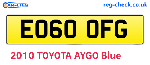EO60OFG are the vehicle registration plates.