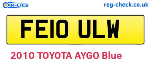 FE10ULW are the vehicle registration plates.