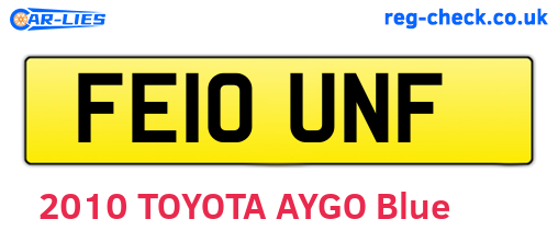 FE10UNF are the vehicle registration plates.
