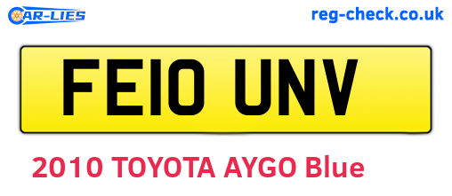 FE10UNV are the vehicle registration plates.