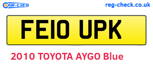 FE10UPK are the vehicle registration plates.