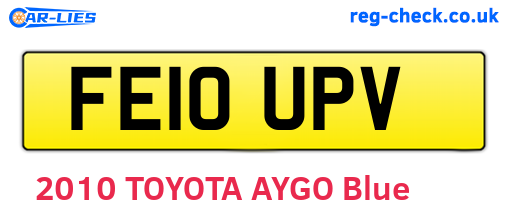 FE10UPV are the vehicle registration plates.