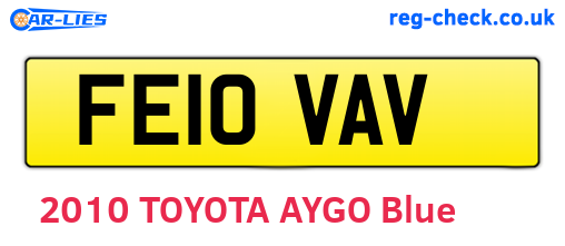FE10VAV are the vehicle registration plates.