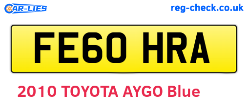 FE60HRA are the vehicle registration plates.