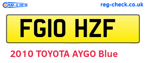 FG10HZF are the vehicle registration plates.
