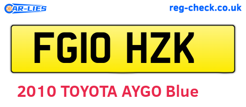 FG10HZK are the vehicle registration plates.