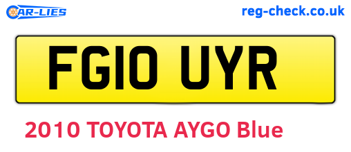 FG10UYR are the vehicle registration plates.