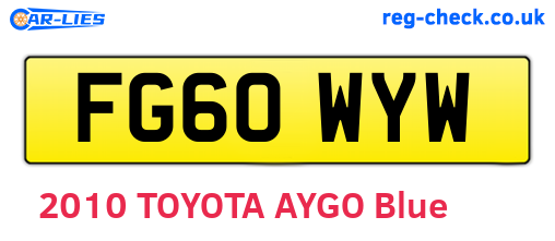 FG60WYW are the vehicle registration plates.