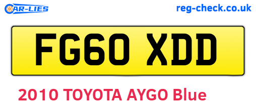 FG60XDD are the vehicle registration plates.