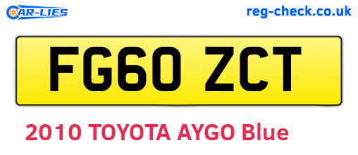 FG60ZCT are the vehicle registration plates.