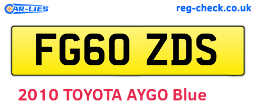 FG60ZDS are the vehicle registration plates.