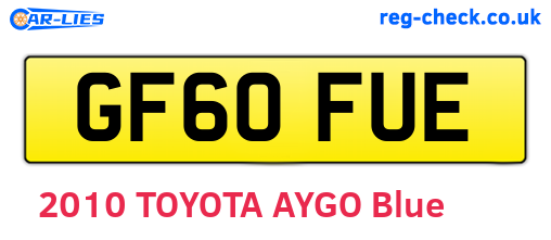 GF60FUE are the vehicle registration plates.