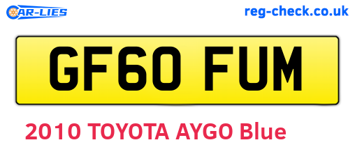 GF60FUM are the vehicle registration plates.