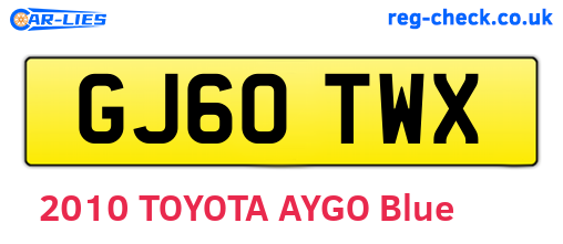 GJ60TWX are the vehicle registration plates.