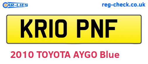 KR10PNF are the vehicle registration plates.