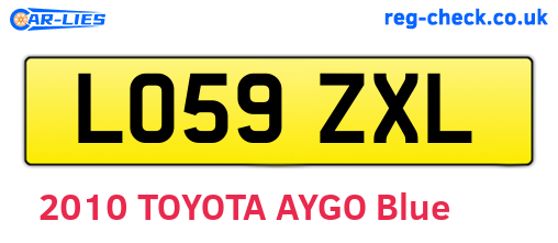LO59ZXL are the vehicle registration plates.