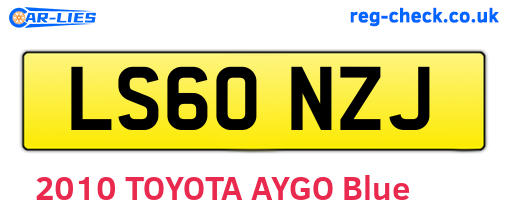 LS60NZJ are the vehicle registration plates.