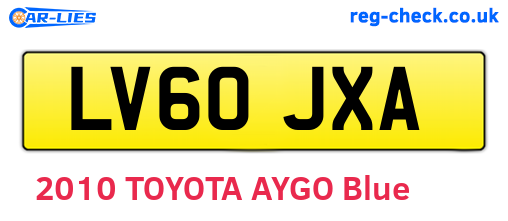LV60JXA are the vehicle registration plates.