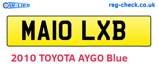 MA10LXB are the vehicle registration plates.