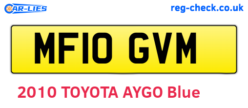 MF10GVM are the vehicle registration plates.