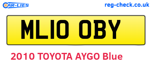ML10OBY are the vehicle registration plates.
