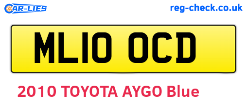 ML10OCD are the vehicle registration plates.
