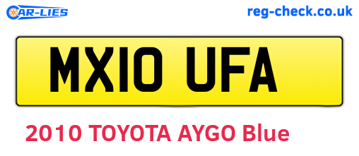 MX10UFA are the vehicle registration plates.