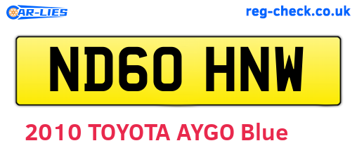 ND60HNW are the vehicle registration plates.
