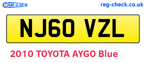 NJ60VZL are the vehicle registration plates.