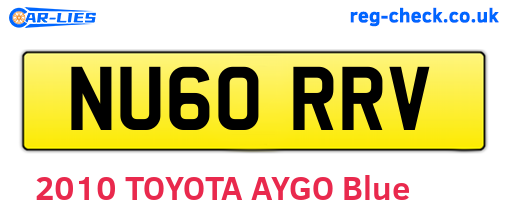 NU60RRV are the vehicle registration plates.