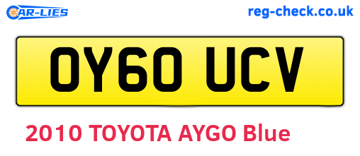 OY60UCV are the vehicle registration plates.