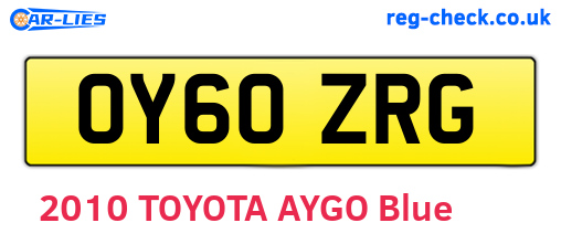 OY60ZRG are the vehicle registration plates.