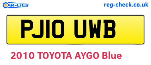 PJ10UWB are the vehicle registration plates.